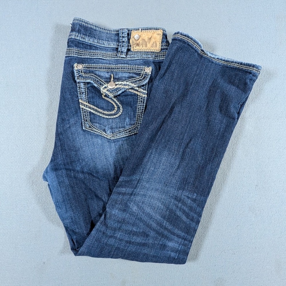 Silver Jeans Co Suki Surplus Jeans Womens 20/32 Blue Bootcut Contrast Stitch
